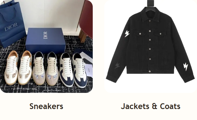 Actual product-category examples from this Spreadsheet: Sneakers, Jackets & Coats